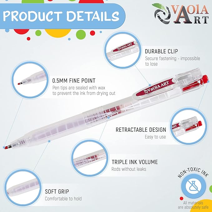 Retractable Gel Pens - Colored Pens for Adult Coloring - Cute Pen Set 24 Colors - Colored Gel Pens Art and School Supplies
