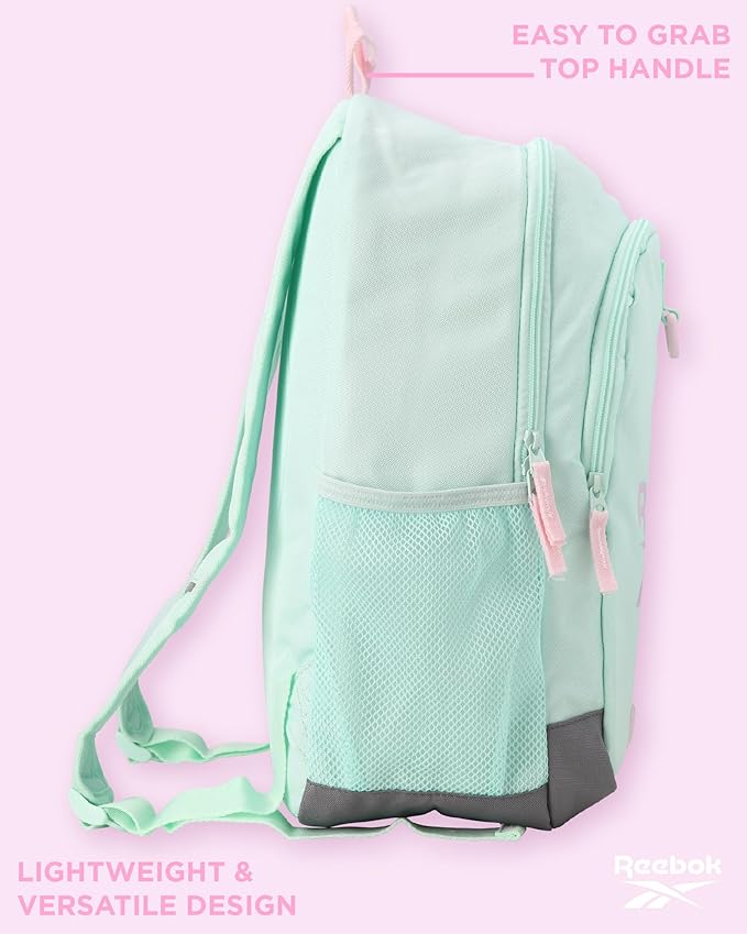Reebok Girls and Boys Backpack - 2-in-1 Coordinated School Backpack for Girls and Boys with Detachable Lunch Box for Kids, Aqua