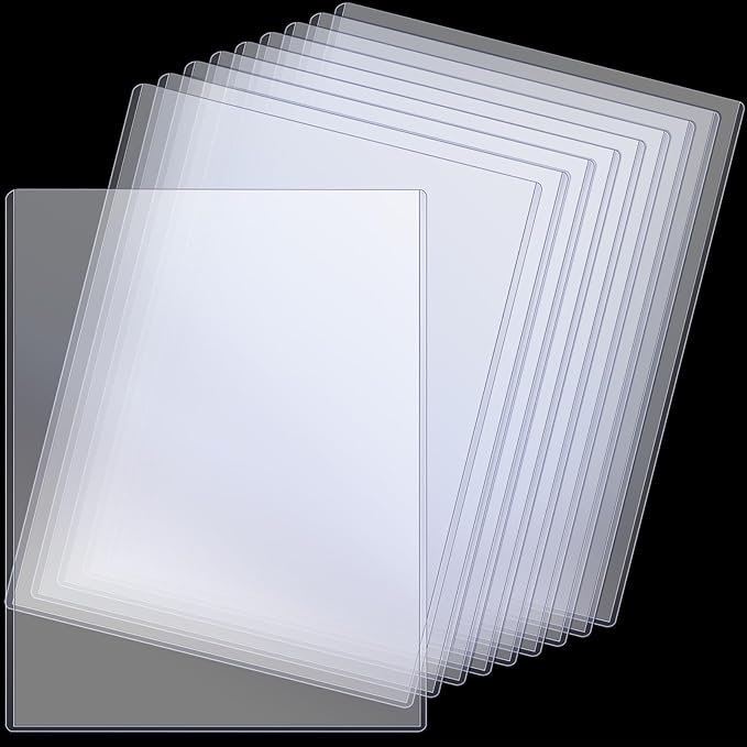Teling 10 Pcs 8 1/2" x 11" Rigid Print Protectors Clear Rigid Sleeve Plastic Paper Page Protectors Clear Sheet Cover Photo Plastic Sleeve Hard Document Holder Birth Certificate Cover