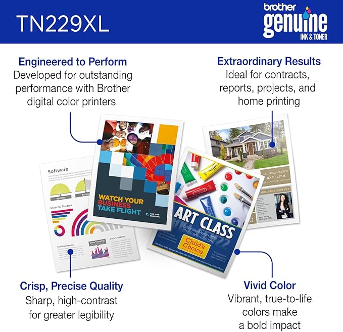 Brother Genuine TN229XLM Magenta High Yield Printer Toner Cartridge - Print up to 2,300 Pages(1)