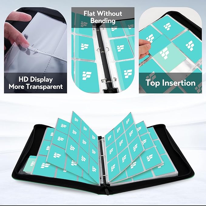 Card Binder 9 Pocket, Trading Card Binder with Clear Window Design, 720 Double Sided Pocket PU Collection Binder, Card Albums for MTG, TCG, and Sports Cards(Sky blue)
