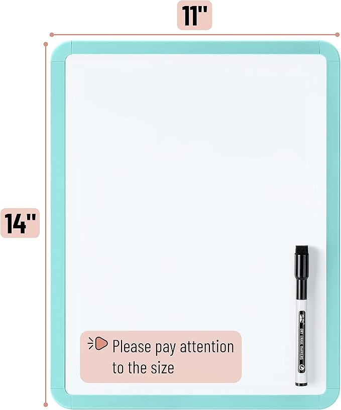 Mr. Pen- Dry Erase Board, 14” x 11” with a Black Dry Erase Marker, Small Mini White Board for Students