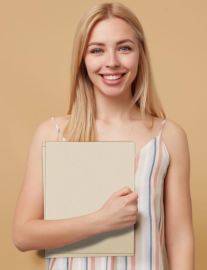 SUNEE Folders with Pockets (25 Pack, Warm Beige), 2 Pocket Folders Fit Letter Size, Paper File Folder for School Office Home Business, Textured Paper