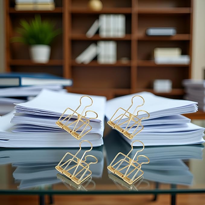 4Pcs Golden Hollow Out Long Tail Wire Binder Clips Paper Binder Clip Large 51mm Binder and Paper Clips Small in Size and Light in Weight,Clips, Clamps and Rings,Clips, Clamps and Rings