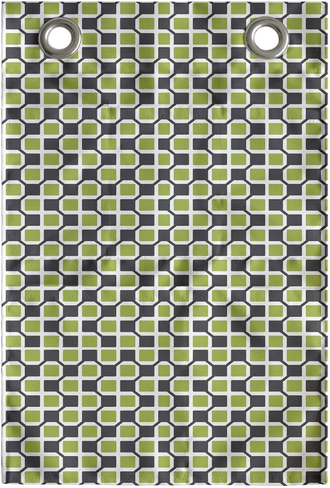 Ambesonne Abstract Hanging Pocket Organizer, Pattern of Symmetric Mini Rectangles Connected with Streaks, Printed Polyester Storage Bag with Pockets, 14" x 20", Lime Green Taupe Grey