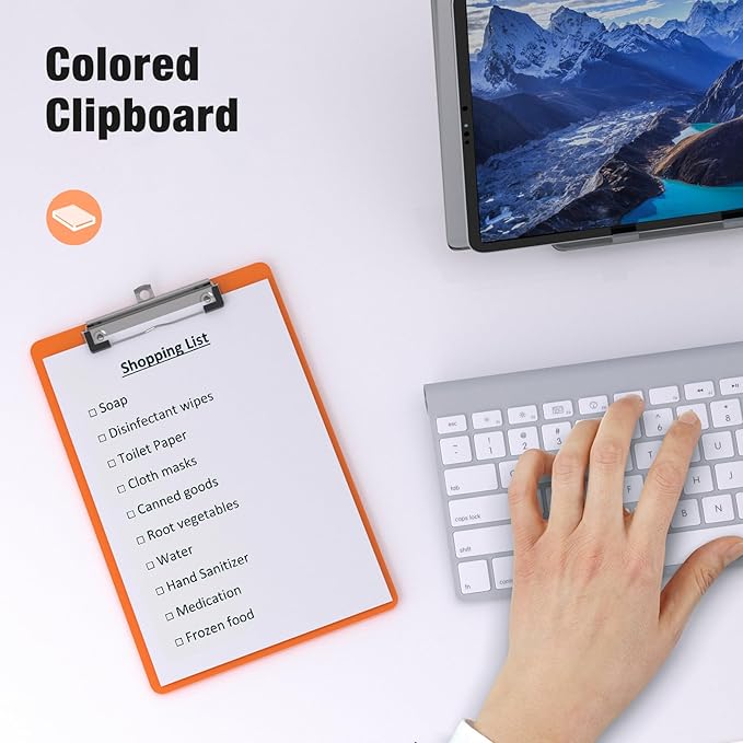 Small Clipboards, A5 Plastic Mini Orange Clip Board for Classroom, Students, Kid, Size 6" x 9" with Low Profile Clip, Office & School Supply