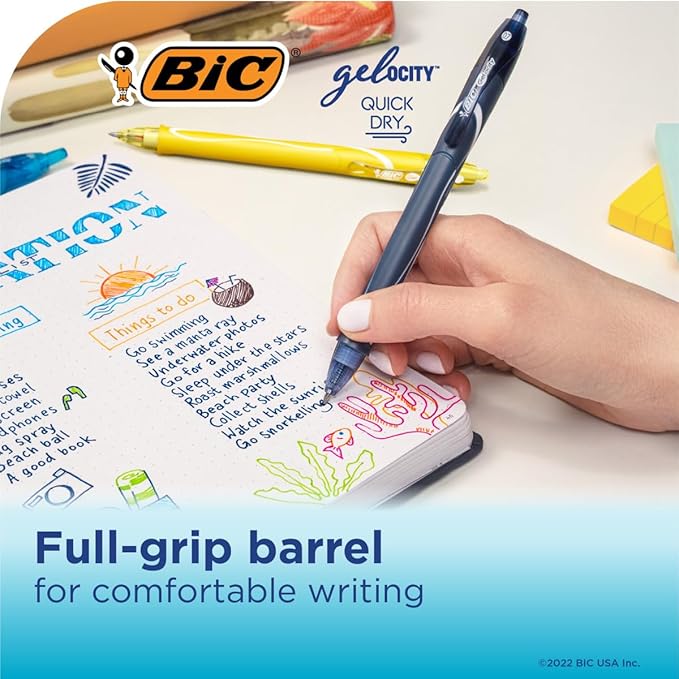 BIC Gelocity Quick Dry Ocean Themed Gel Pens, Medium Point (0.7mm), 8-Count -Pen Set, Colored Gel Pens for Note Taking and Journaling, (Pack of 2)