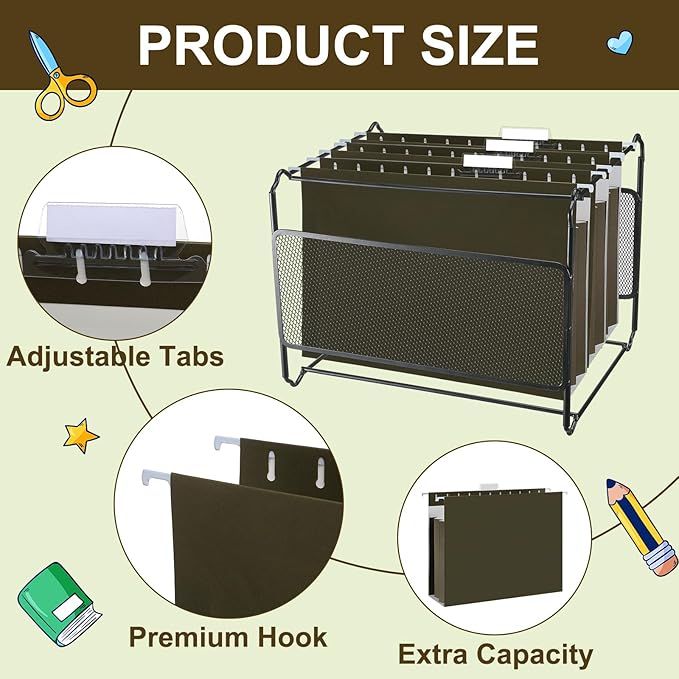 10 Pack Extra Capacity Hanging File Folders Letter Size with Tabs Reinforced Hanging Folders Expandable, Heavy Duty 3.5 Inch Expansion Designed for Bulky Files Medical Charts
