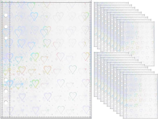 A5 Photocard Sleeves 20pcs Sheet Protectors 5.2'' x 7.5'' 1 Pocket Love Flashing Clear Picture Card Insets PP Photo Album Refill Pages for 6 Ring Binder (Love Flashing, A5-1Pocket)