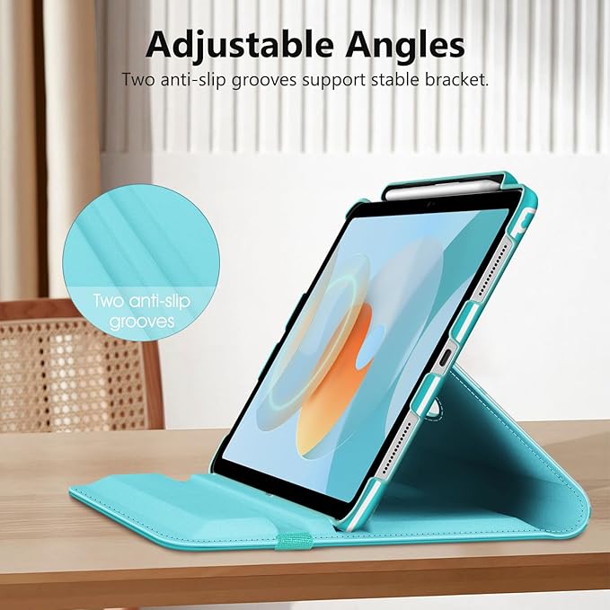 Fintie Rotating Case for iPad (A16) 11th Generation 11 Inch (2025), iPad 10th Generation 10.9 Inch (2022) - [Built-in Pencil Holder] 360 Degree Rotating Protective Stand Cover, Green Sea Turtle