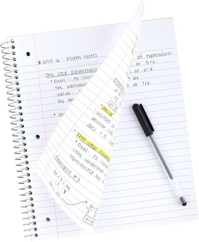 Five Star Spiral Notebook + Study App, 1 Subject, Wide Ruled Paper, 8" x 10-1/2", 100 Sheets, Fights Ink Bleed, Water Resistant Cover, Fire Red (72017)
