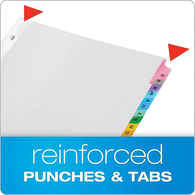 Cardinal Binder Dividers, A-Z Tabs, 3 Pack, Customizable Table of Contents Page, Reversible Multicolor Tabs, 3-Hole Punched for Binders