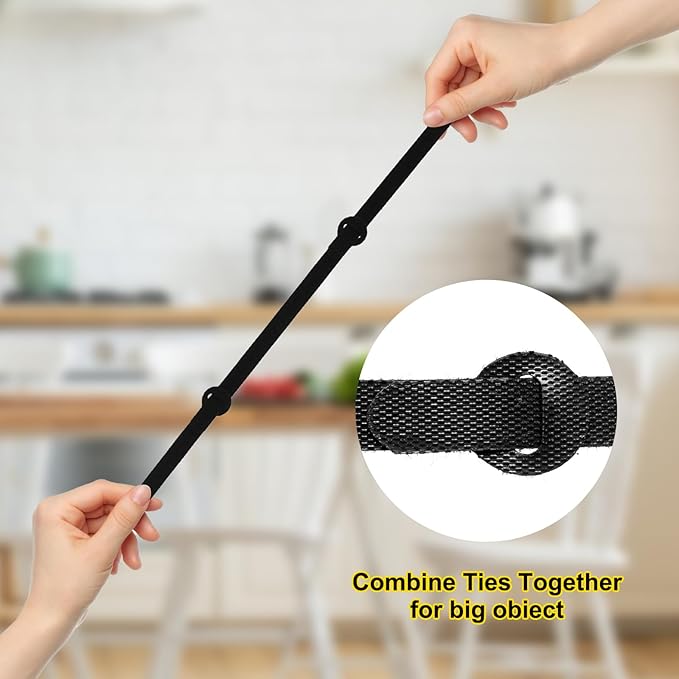 150PCS Reusable Fastener Straps - 6 Inch Cable Management Ties, Adjustable Hook & Loop Organizer Straps for Home, Office and Data Centers (Black)