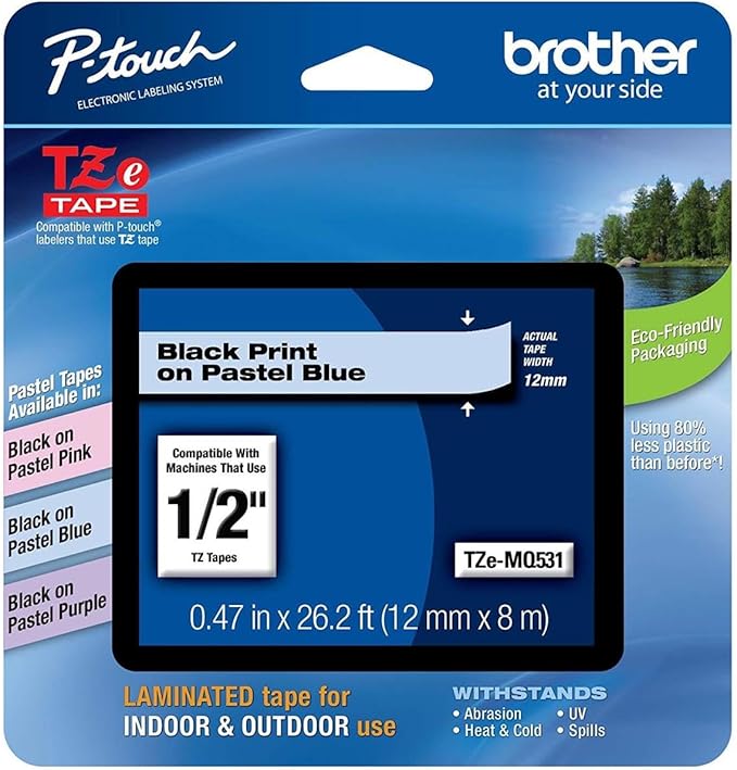 Brother Genuine P-touch TZE-MQG35 Tape, 1/2" (0.47") Wide Standard Laminated Tape, White on Lime Green, Laminated for Indoor or Outdoor Use, Water-Resistant, 0.47" x 16.4' (12mm x 5M), TZEMQG36