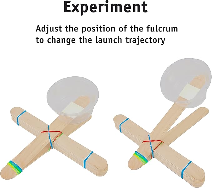 Craft Stick Catapults Kit – Supplies for 5 Catapults, Complete STEM Project for Kids with Instructions, Ages 8 and up
