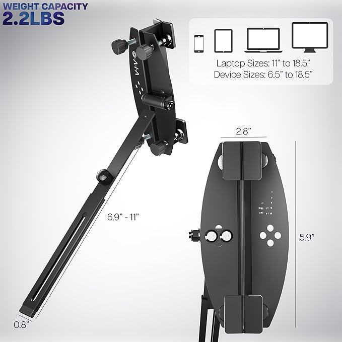 VIVO Portable Monitor Holder for Laptop Screen Extender, Fits Laptops up to 18.5 inches, Black, STAND-PM01A