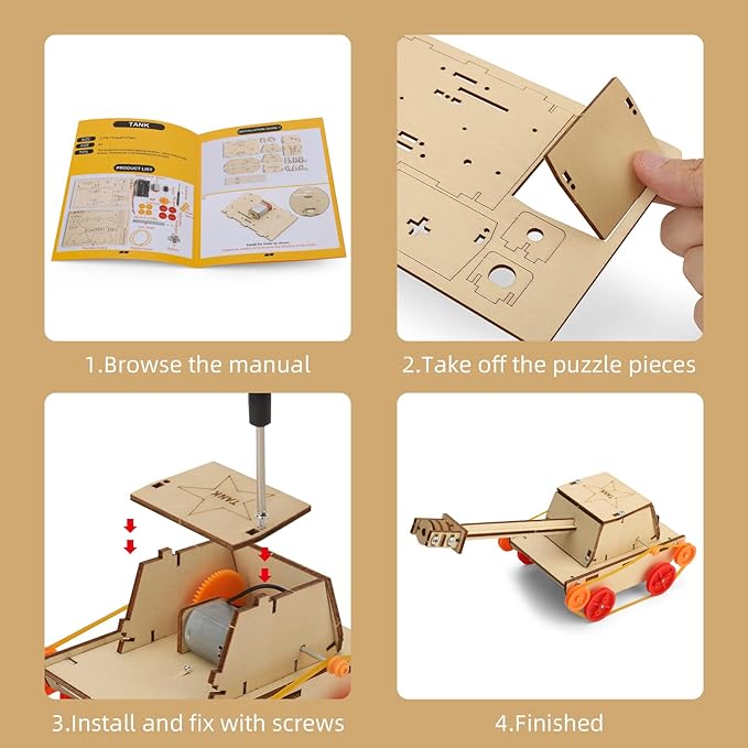 Yutin STEM Kits for Kids Age 8-10 10-12, 6 Set Wood Building Projects Crafts Science Model Car Kits for Kids Age 8-12, Wooden 3D Puzzles, STEM Toys for Boys 8 9 10 12 13 Year Old Birthday Gifts