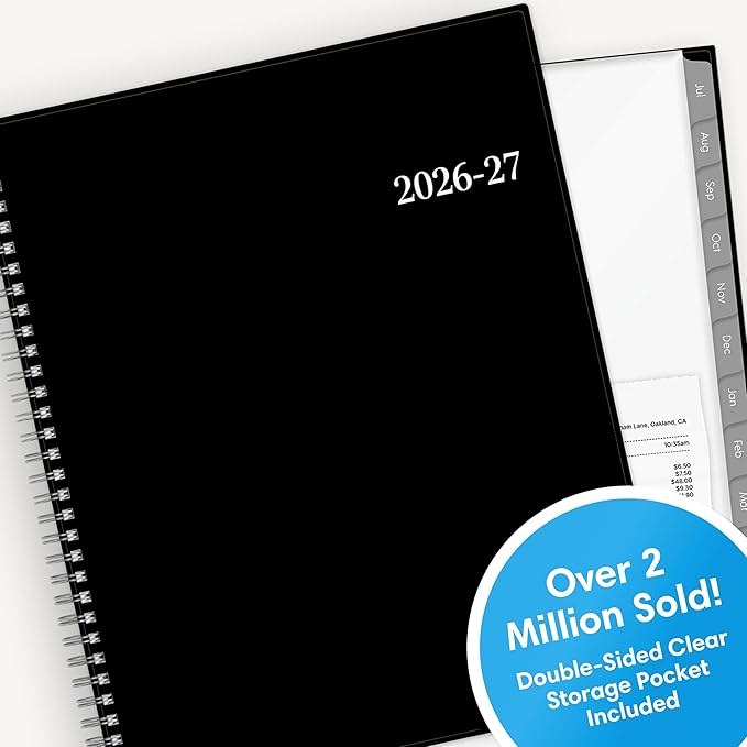 Blue Sky 2026-2027 Weekly and Monthly Academic Year Planner Calendar, July 2026 - June 2027, 8.5" x 11", Flexible Cover, Wirebound, Laminated Tabs, Enterprise
