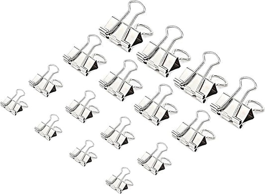 130 Pack Silver Binder Clips Assorted Sizes, Large Medium Small Mini 4 Sizes Mix, Paper Clamps Metal Paper Clips Set for Office School Home Business Supplies