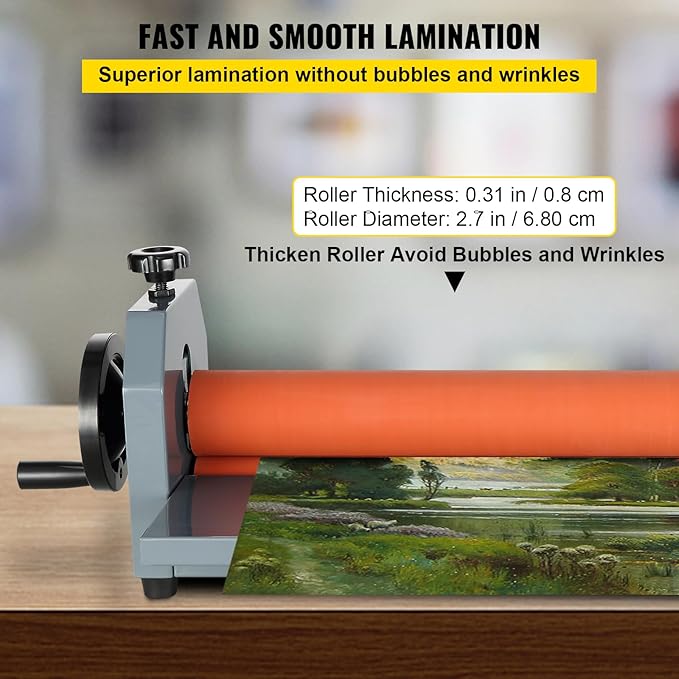 VEVOR Manual Cold Roll Laminator Commercial Professional 25 Inch 1.18" Thickness Foldable Roll Laminating Machine Vinyl Photo Film Mounting Laminator for Uses 25" Max Film Width