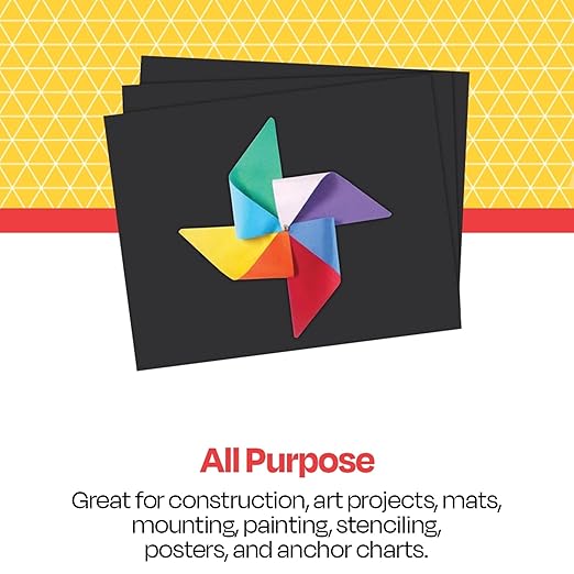 School Smart Railroad Poster Board Paper, 22 x 28 Inches, 6-Ply, Black, Pack of 25