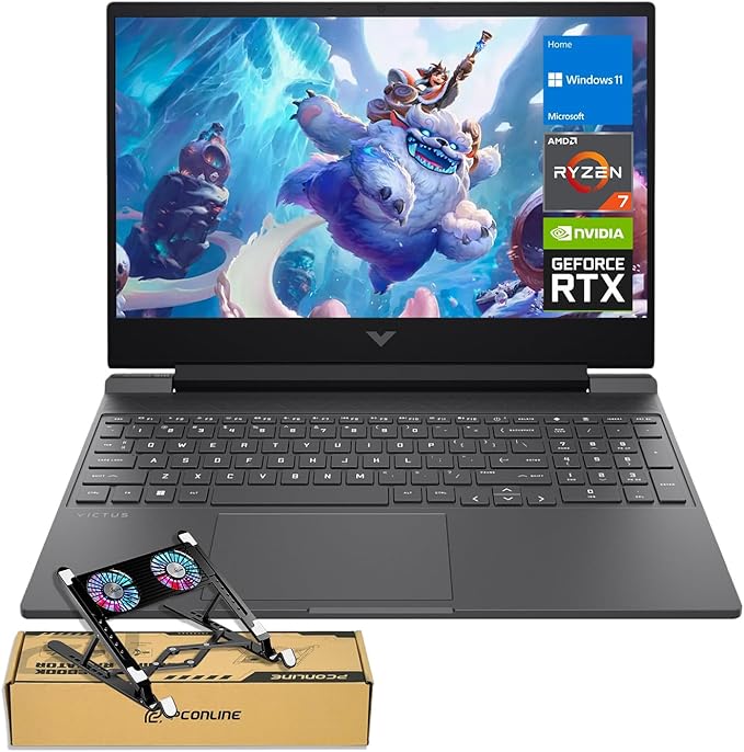 HP Victus RTX 4050 AI Gaming Laptop with Copilot, 15.6 FHD 144Hz, AMD Ryzen 7 7445HS(Beats Intel i7-13700), NVIDIA RTX 4050, 32GB DDR5 RAM, 1TB SSD, Backlit KB, Bundle with PCO Laptop Cooler