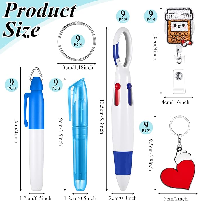 Henoyso 54 Pcs Nurse Badge Reel Pens Mini Highlighter Pens Bulk Nursing Week Appreciation Gifts Badge Accessories Retractable for Cna Medical Assistant Christmas Women (Stylish)