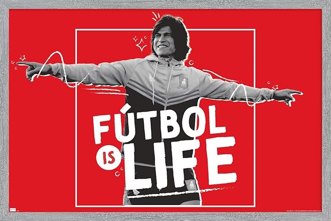 Ted Lasso - Futbol is Life Wall Poster, 22.4L" x 14.7W", Gray Framed Version