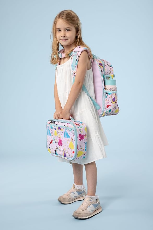 Simple Modern Disney Princess Medium Toddler Backpack, Lunch Box and Water Bottle for School, Girls | 3 pc | Princess Rainbows