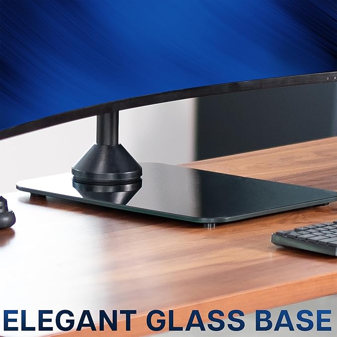 VIVO Dual Vertically Stacked Ultra-Wide Monitor Desk Stand with Glass Base, Extra Tall Adjustable Mount for 2 Ultrawide Screens up to 49 inches, 44 lbs Per Screen Capacity, Black, STAND-V202LG