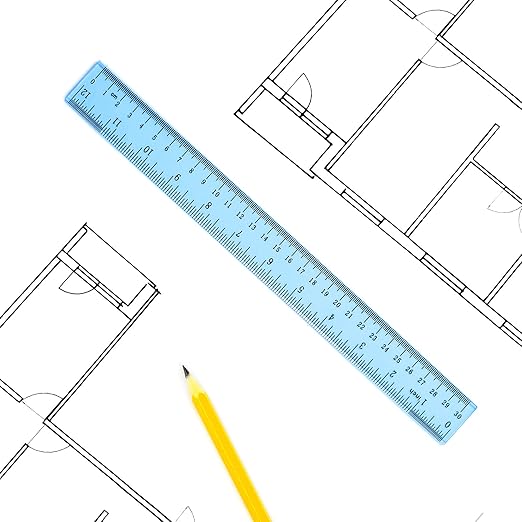 Coopay 12 Inch Math Geometry Tool Plastic Ruler Square Set Includes Straight Ruler, Triangles, Protractor for Student School Office Supplies (Blue)