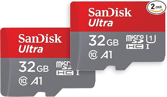 SanDisk 32GB (Pack of 2) Ultra microSDHC UHS-I Memory Card (2x32GB) with Adapter - SDSQUA4-032G-GN6MT