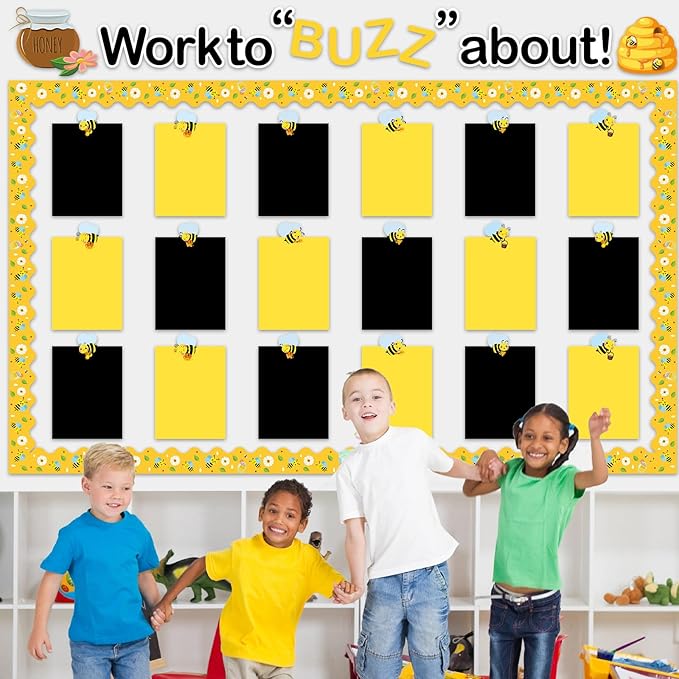 Bee Classroom Display Bulletin Board Set Sunflower Bulletin Board Decorations Bee Classroom Decor Honeybee Paper Cutouts Inspirational Student Wow Work Display for Chalkboard Back to School Supplies