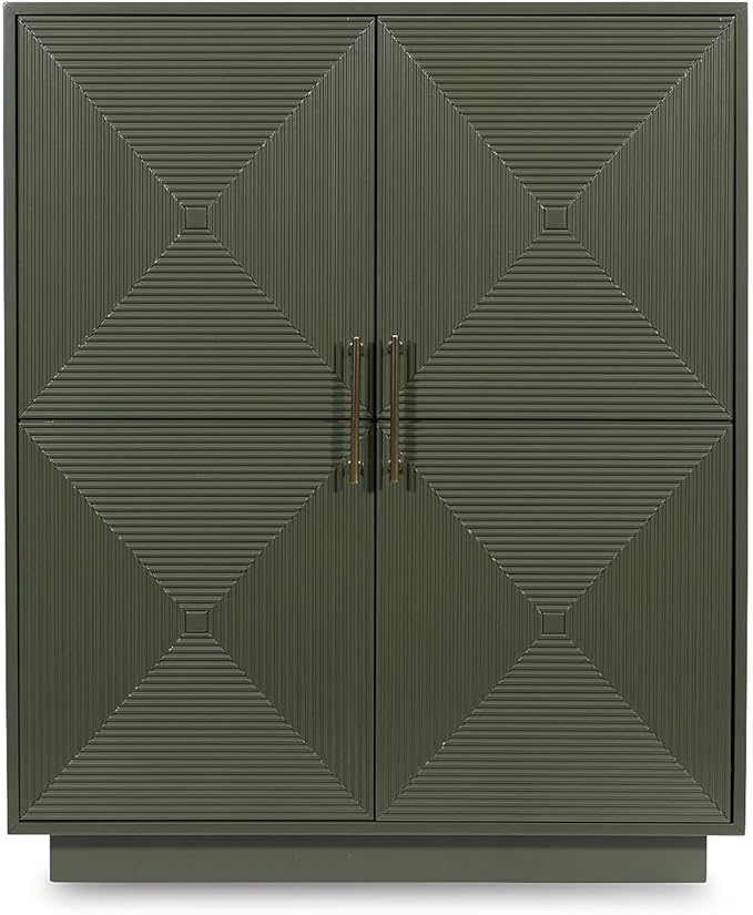 Signature Design by Ashley Geirwood Contemporary Accent Cabinet with Shelf and Geometric Pattern, Green
