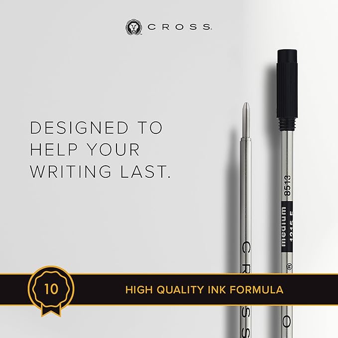 Cross Refills for Ballpoint Pens, Medium, Black Ink, 2/Pack (85132), Model:8513-2