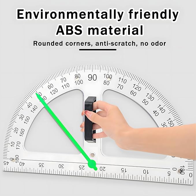 Magnetic Teaching Ruler Set with Multi-Functional Geometry Tools Durable ABS Plastic for Whiteboard Classroom Projects Student Teacher Math Supplies (Clear 2pcs)