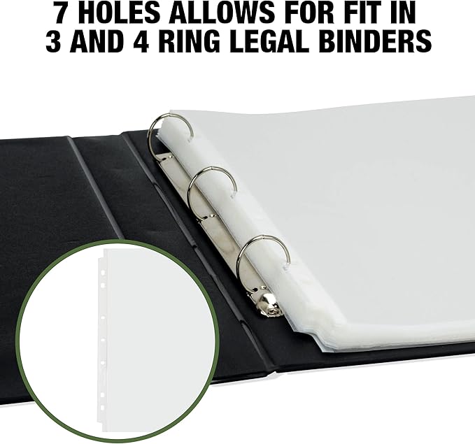 Samsill 100 Pack Legal Sheet Protectors, 8.5 x 14 Inch Document Protectors for Legal Binder, Heavyweight, Clear, Legal Size, Top Loading, Acid Free