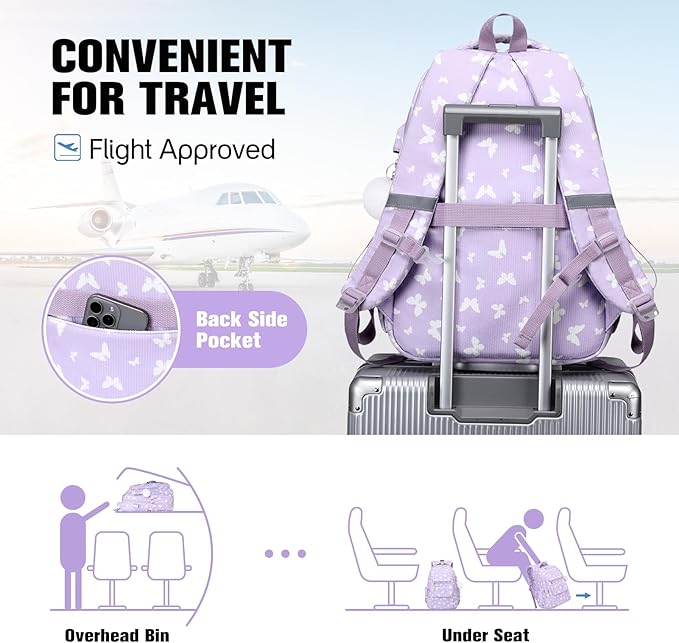 Bevalsa Backpack for Gilrs, 3PCS Corduroy Kids Backpack Set with Lunch Box & Pencil Pouch, Bookbag Daypack Laptop Bag for Women Teens Elementary Middle High School
