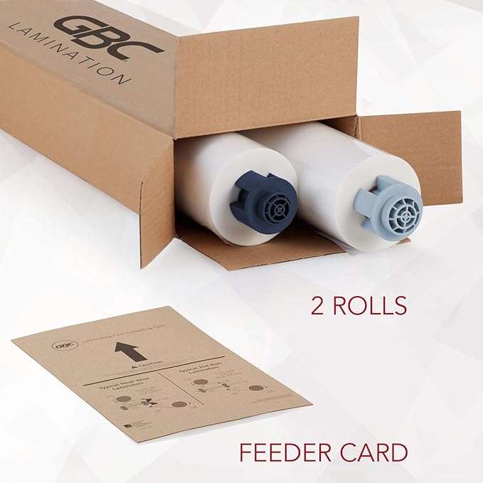 GBC EZLoad Blue End Cap Laminating Roll Film, Low Temp, Gloss, 12" x 100', 5 mil, 2 Pack (3000052EZ)