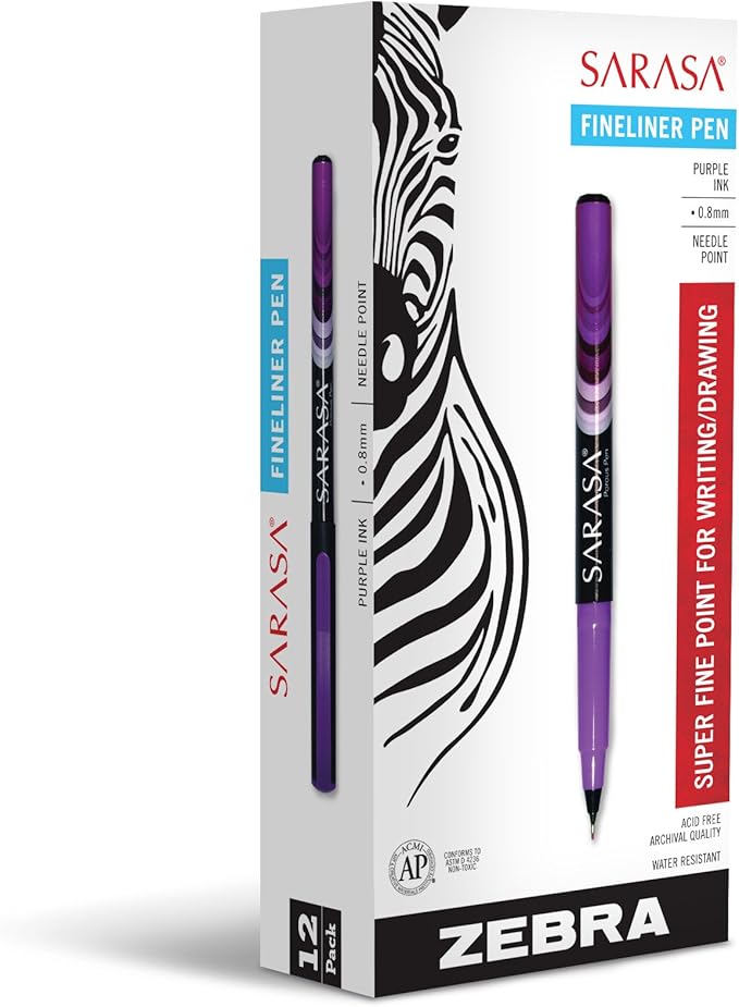 Zebra Sarasa Fineliner Pen 0.8mm, Violet (66180)