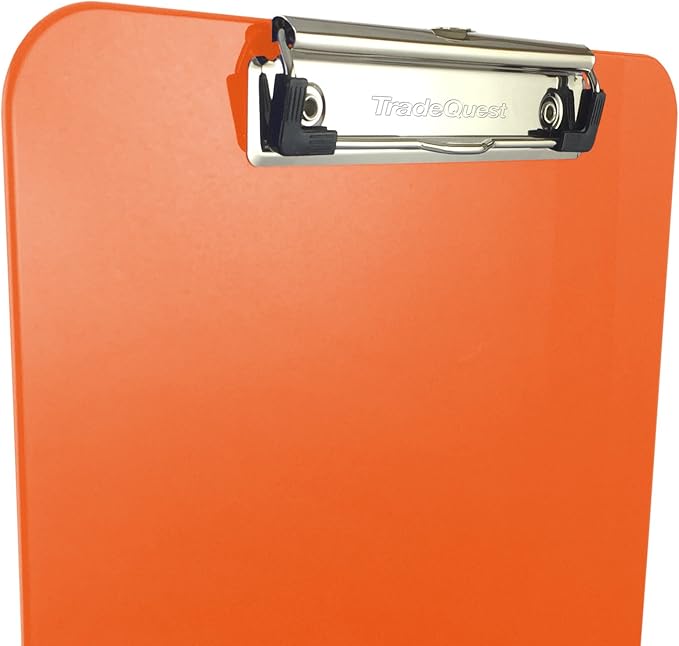 Trade Quest Plastic Clipboard Opaque Color Letter Size Low Profile Clip (Pack of 6) (Orange)