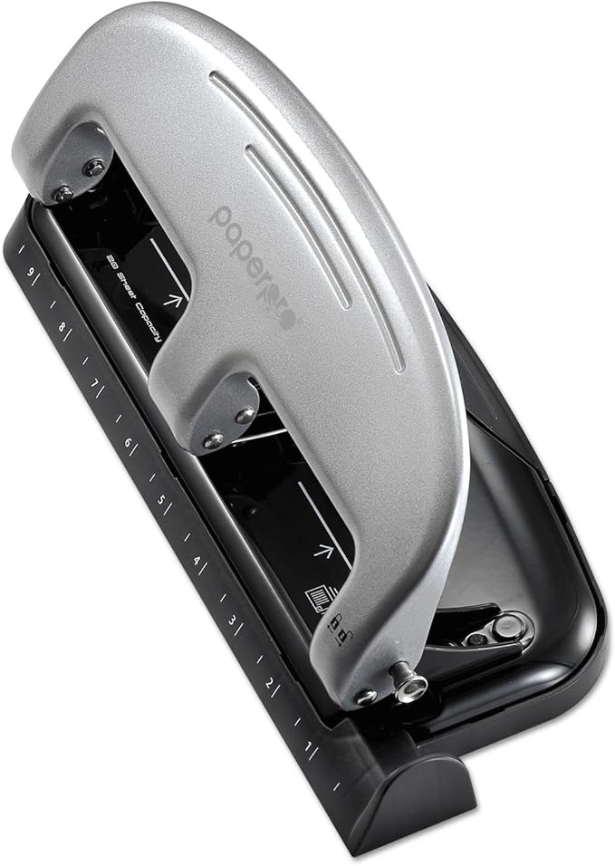 Bostitch Office EZ Squeeze 3-Hole Punch, 20 Sheet Capacity, Reduced Effort, No Jam Technology, Silver