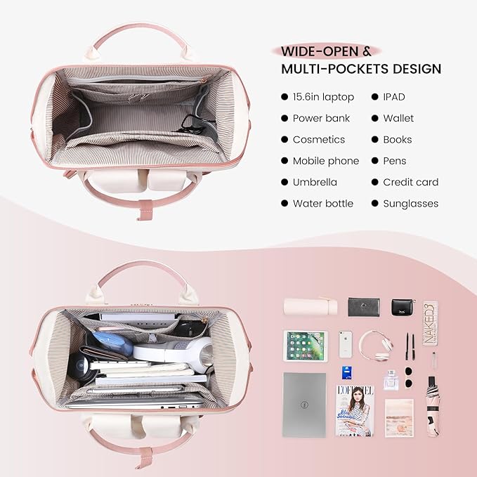 LOVEVOOK Laptop Backpack for Women,15.6 Inch Work Teacher Nurse Bag,Business Computer Backpack Purse with USB Port,Stylish Casual Daypack for Travel