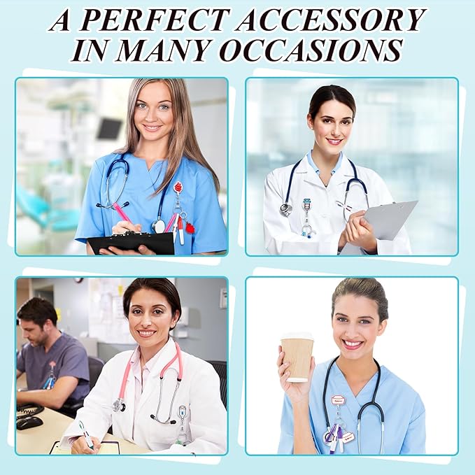 Henoyso 144 Pcs Nurse Badge Reel Pens Mini Highlighter Pens Bulk Nursing Week Appreciation Gifts Badge Accessories Retractable for Cna Medical Assistant Christmas Women (Classic)