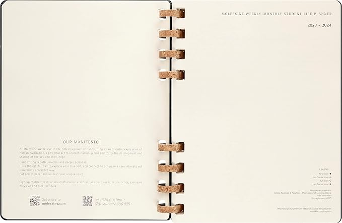Moleskine 2024 Spiral Academic Planner, 12M, Extra Large, Black, Hard Cover (7.5 x 10)