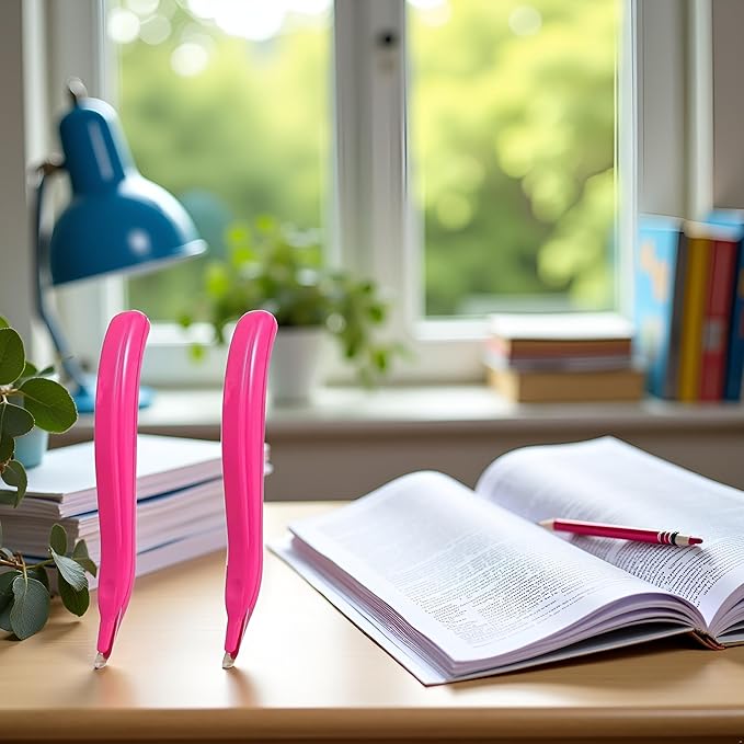 2 Pcs Pink Portable Staple Remover, Staple Puller Tool Magnetic Head Staple Removal Tool Handheld Staple Puller, Pen Type Staple Remover Binding Supplies School Office Home
