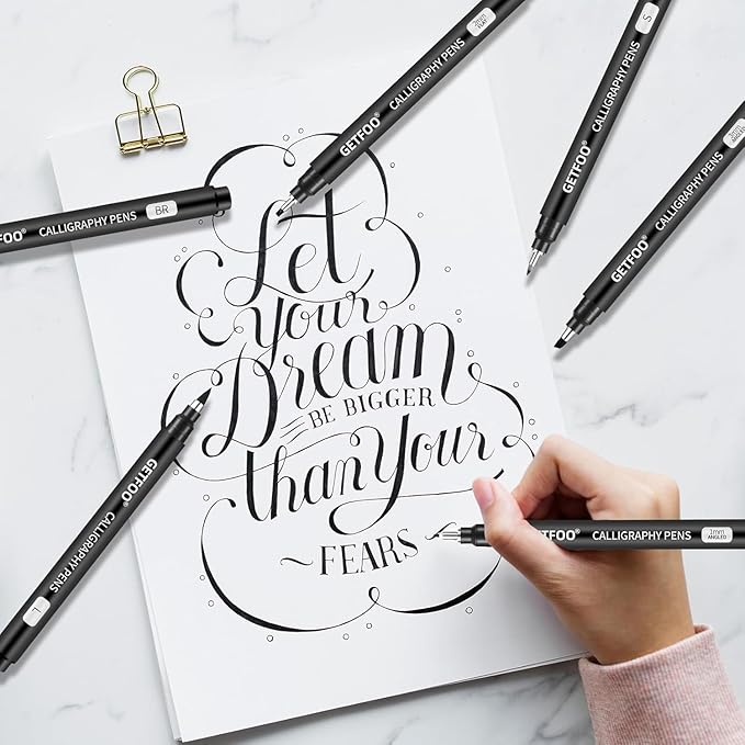 Calligraphy Pen Set – 10 Size Hand Lettering Pens for Beginners, calligraphy markers Brush Pens for Art Drawing, Sketching, Scrapbooking, Journaling, Signing