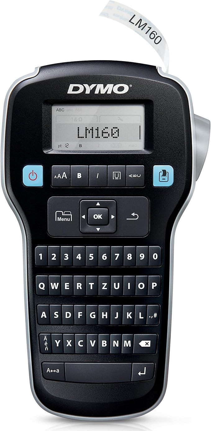 DYMO LabelManager 160 Portable Labelling Device, Labelling Device with QWERTZ Keyboard and Easy Text Editing, for D1 Labels in 6, 9 and 12 mm Widths