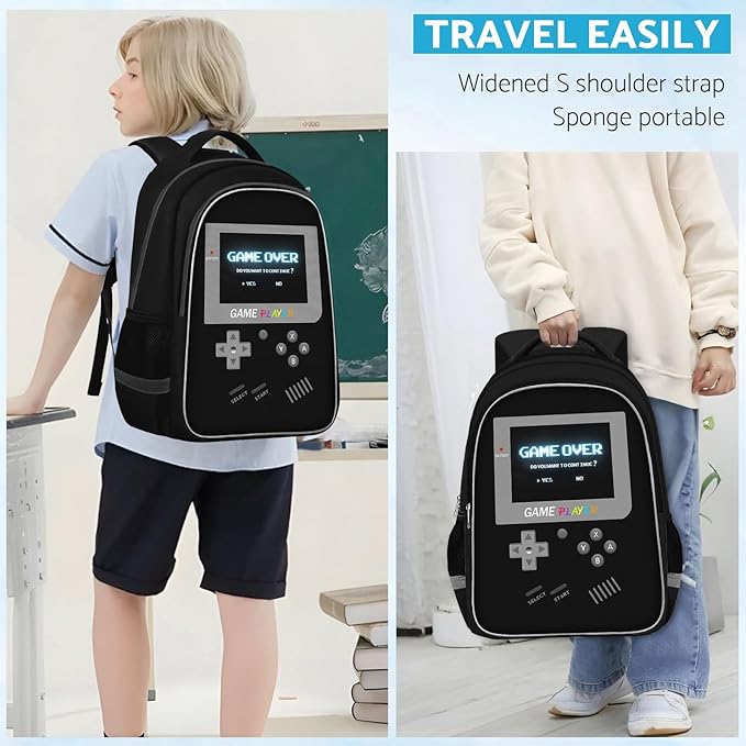 School Backpack For Boys - Gamer Boys Backpack For Kids Children Teens Elementary Middle School - Ages 6-18，17″