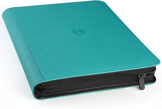 Card Binder 9 Pocket with Zipper, 648 Pockets Trading Card Holder Book, Premium PU Cover Zip Folder Binder, Side Loading Carrying Case Binder Album for TCG, MTG, Sports Cards, Game Cards (Teal)